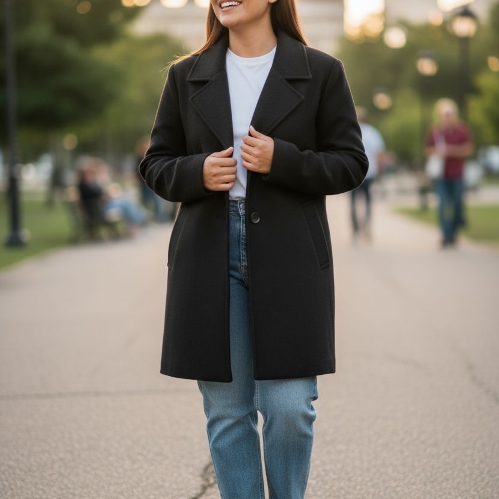Elegant Black Women's Trench Coat